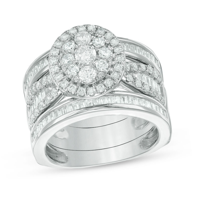 Main Image 1 of 2.00 CT. T.W. Diamond Frame Bridal Set in 14K White Gold