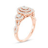 Thumbnail Image 1 of 0.95 CT. T.W. Certified Oval Diamond Past Present Future® Frame Engagement Ring in 14K Rose Gold (I/I2)