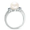 Thumbnail Image 2 of Vera Wang Love Collection Cultured Freshwater Pearl, Blue Sapphire and Diamond Accent Ring in Sterling Silver