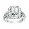 1.50 CT. T.W. Quad Princess-Cut Diamond Frame Multi-Row Engagement Ring in 14K White Gold