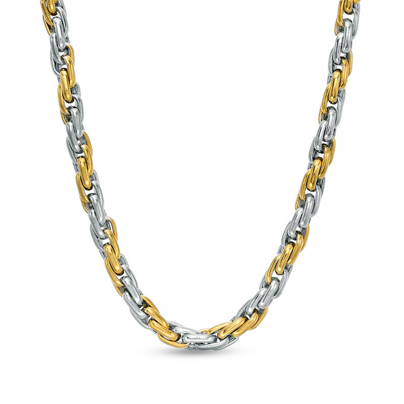 Men's Rope Chain Necklace and Bracelet Set in Stainless Steel and Yellow IP