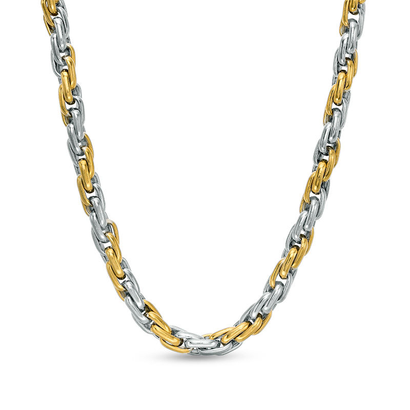 Men's Rope Chain Necklace and Bracelet Set in Stainless Steel and Yellow IP|Peoples Jewellers