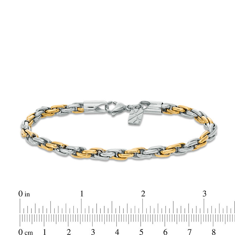 Men's Rope Chain Necklace and Bracelet Set in Stainless Steel and Yellow IP