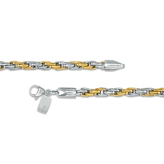 Men's Rope Chain Necklace and Bracelet Set in Stainless Steel and Yellow IP