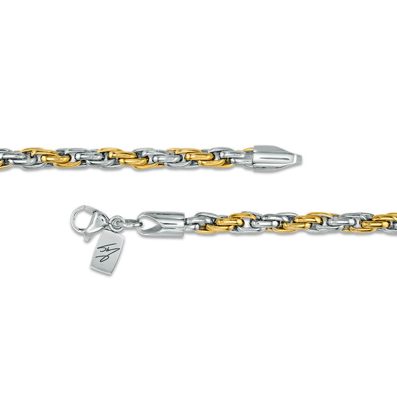 Rope Chain Necklace and Bracelet Set in Stainless Steel and Yellow IP
