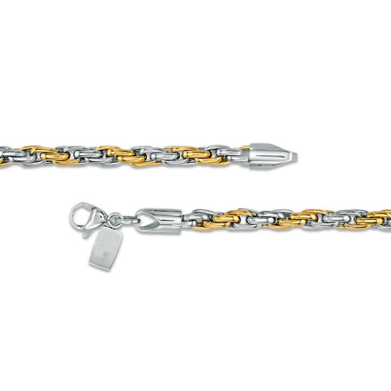 Men's Rope Chain Necklace and Bracelet Set in Stainless Steel and Yellow IP