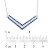 Lab-Created Blue and White Sapphire Chevron Necklace in Sterling Silver