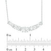 Oval Lab-Created White Sapphire and 0.09 CT. T.W. Diamond Graduated Five Stone Necklace in Sterling Silver