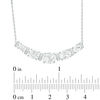 Thumbnail Image 2 of Oval Lab-Created White Sapphire and 0.09 CT. T.W. Diamond Graduated Five Stone Necklace in Sterling Silver
