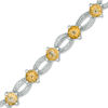 Thumbnail Image 0 of 5.0mm Cushion-Cut Citrine and 0.15 CT. T.W. Diamond Link Bracelet in Sterling Silver - 7.5"