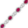 Thumbnail Image 1 of Oval Lab-Created Ruby and White Sapphire Bracelet in Sterling Silver - 7.25&quot;