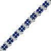 Thumbnail Image 0 of Lab-Created Blue Sapphire and Diamond Accent Bracelet in Sterling Silver - 7.5"
