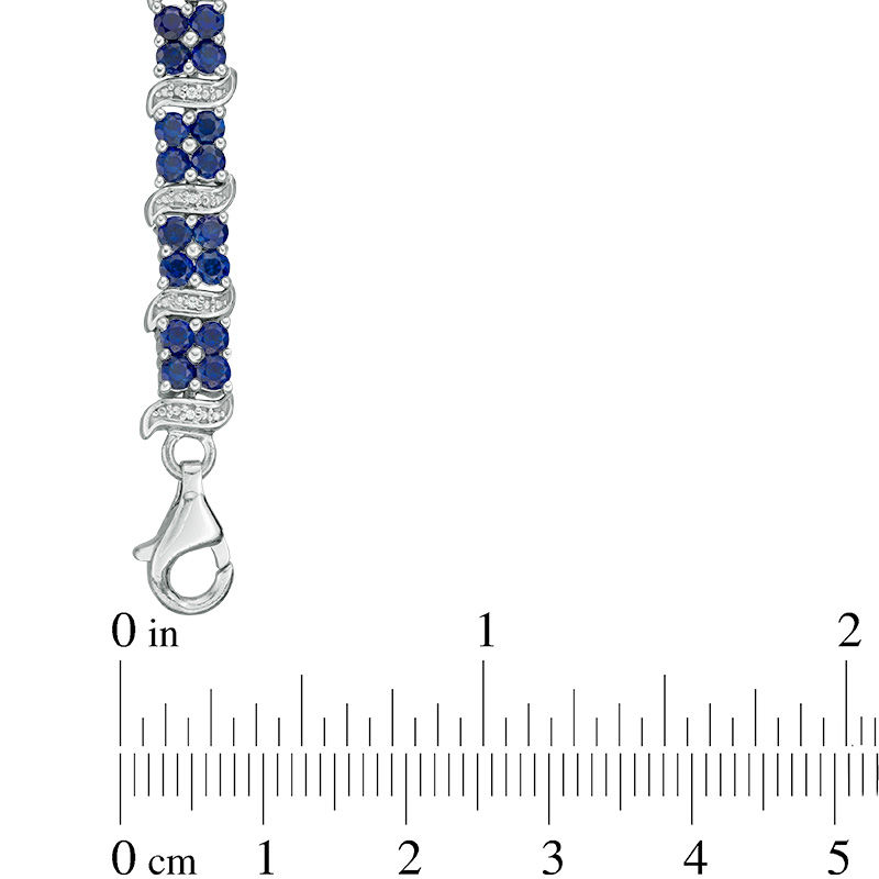 Lab-Created Blue Sapphire and Diamond Accent Bracelet in Sterling Silver - 7.5"