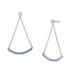 Thumbnail Image 0 of Lab-Created Blue Sapphire and Diamond Accent Pendulum Drop Earrings in Sterling Silver