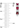Thumbnail Image 2 of Princess-Cut Lab-Created Ruby and Diamond Accent Three Stone Hoop Earrings in Sterling Silver