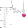 6.0mm Heart-Shaped Lab-Created Ruby Charm and Cursive "Love" Necklace in Sterling Silver