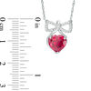 Thumbnail Image 1 of 8.0mm Heart-Shaped Lab-Created Ruby and Diamond Accent Bow Necklace in Sterling Silver