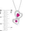 Thumbnail Image 1 of Lab-Created Ruby and Diamond Accent Double Interlocking Hearts Pendant in Sterling Silver