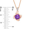 6.0mm Cushion-Cut Amethyst and Diamond Accent Tilted Swirl Frame Pendant in 10K Rose Gold