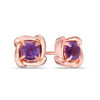 5.0mm Cushion-Cut Amethyst Swirl Frame Stud Earrings in 10K Rose Gold