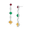 Thumbnail Image 0 of Citrine, Lab-Created Emerald and Ruby with Diamond Accent Drop Earrings in Sterling Silver