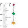 Thumbnail Image 1 of Citrine, Lab-Created Emerald and Ruby with Diamond Accent Drop Earrings in Sterling Silver