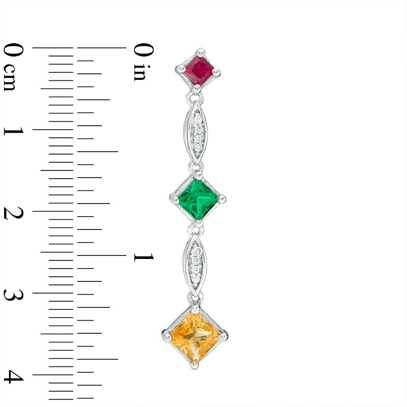 Citrine, Lab-Created Emerald and Ruby with Diamond Accent Drop Earrings in Sterling Silver