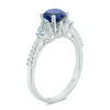 Thumbnail Image 1 of 6.2mm Lab-Created Blue Sapphire, Aquamarine and Diamond Accent Three Stone Ring in 10K White Gold