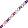 Thumbnail Image 0 of Oval Amethyst and Diamond Accent "XO" Bracelet in 10K Rose Gold