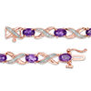 Thumbnail Image 1 of Oval Amethyst and Diamond Accent "XO" Bracelet in 10K Rose Gold