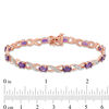 Thumbnail Image 2 of Oval Amethyst and Diamond Accent "XO" Bracelet in 10K Rose Gold