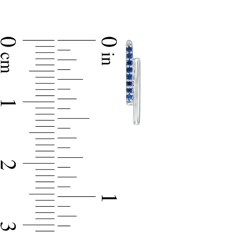 Main Image 3 of Lab-Created Blue Sapphire Stacked Double Bar Crawler Earrings in Sterling Silver