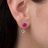 Thumbnail Image 2 of 6.0mm Heart-Shaped Lab-Created Ruby and 0.09 CT. T.W. Diamond Stud Earrings with Drop Jackets in Sterling Silver
