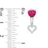 Thumbnail Image 4 of 6.0mm Heart-Shaped Lab-Created Ruby and 0.09 CT. T.W. Diamond Stud Earrings with Drop Jackets in Sterling Silver