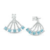 Thumbnail Image 0 of 3.8mm Blue Topaz and Lab-Created White Sapphire Stud Earrings and Fan Drop Jackets in Sterling Silver