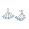 Thumbnail Image 1 of 3.8mm Blue Topaz and Lab-Created White Sapphire Stud Earrings and Fan Drop Jackets in Sterling Silver