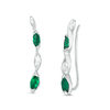 Thumbnail Image 1 of Marquise Lab-Created Emerald Twist Crawler Earrings in Sterling Silver