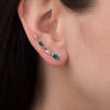 Thumbnail Image 1 of Marquise Lab-Created Emerald Twist Crawler Earrings in Sterling Silver