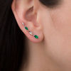 Thumbnail Image 2 of Marquise Lab-Created Emerald Twist Crawler Earrings in Sterling Silver