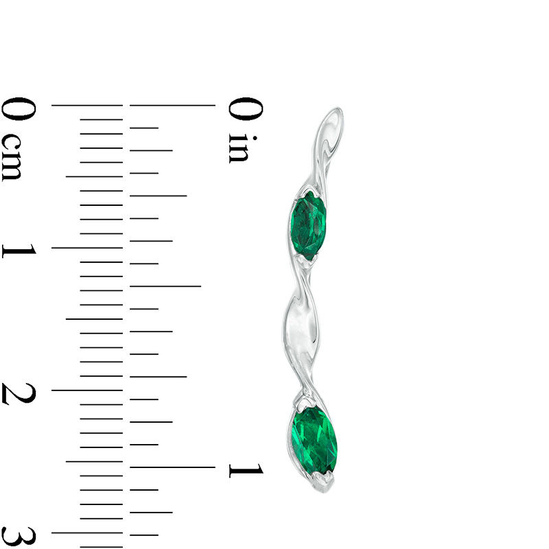 Main Image 3 of Marquise Lab-Created Emerald Twist Crawler Earrings in Sterling Silver