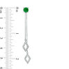 Thumbnail Image 1 of 5.0mm Lab-Created Emerald and 0.11 CT. T.W. Diamond Two Strand Kite-Shaped Drop Earrings in Sterling Silver