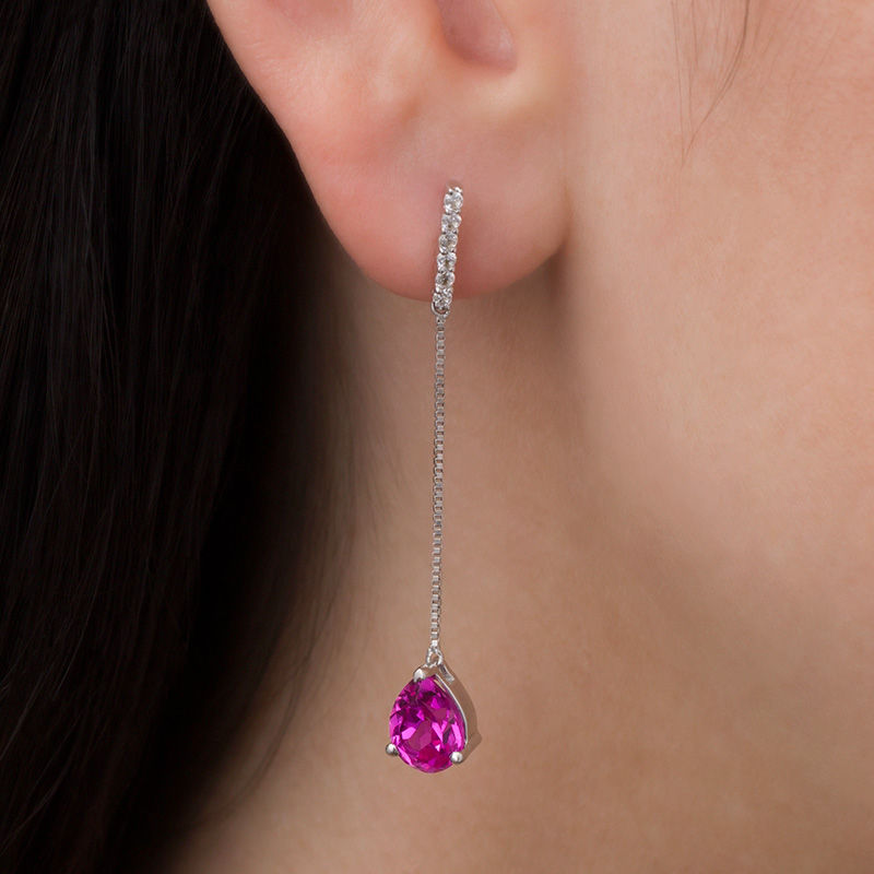 Pink sapphire on sale drop earrings