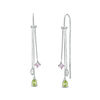 Thumbnail Image 1 of Pear-Shaped Peridot and Lab-Created Pink and White Sapphire Threader Earrings in Sterling Silver
