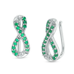 Lab-Created Emerald Infinity Crawler Earrings in Sterling Silver