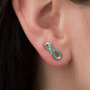 Thumbnail Image 1 of Lab-Created Emerald Infinity Crawler Earrings in Sterling Silver