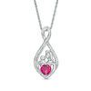 5.0mm Heart-Shaped Lab-Created Ruby and 0.09 CT. T.W. Diamond Motherly Love Pendant in Sterling Silver