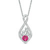 Thumbnail Image 0 of 5.0mm Heart-Shaped Lab-Created Ruby and 0.09 CT. T.W. Diamond Motherly Love Pendant in Sterling Silver