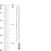 Thumbnail Image 2 of Lab-Created Pink Sapphire Three Stone Threader Earrings in Sterling Silver