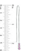 Lab-Created Pink Sapphire Three Stone Threader Earrings in Sterling Silver