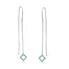 Thumbnail Image 0 of Lab-Created Emerald Tilted Square Threader Earrings in Sterling Silver